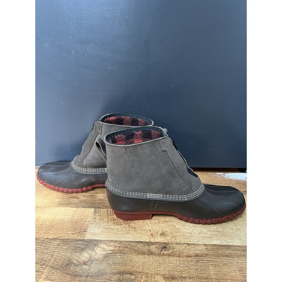 LL Bean Flannel Lined Insulated Duck Boots Front Zip 7\